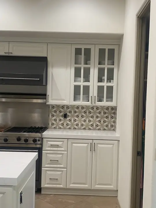 Painted White Kitchen Cabinets Range Wall La Quinta Ca